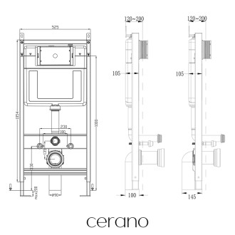 CERANO - Kompletní WC set Profi/Felci - bílá lesklá - WC tlačítko Duo/Chrom - předstěnová instalace - 52,5x36 cm