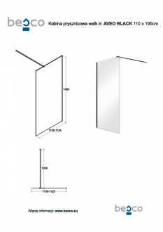 Walk-in sprchový kout AVEO BLACK