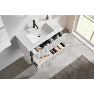 CERANO - Koupelnová skříňka pod umyvadlo Carole - bílá matná rýhovaná - 79x48x45 cm