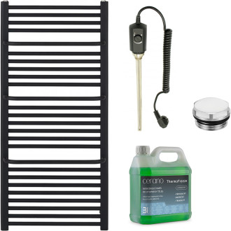 CERANO - Koupelnový elektrický radiátorový set Antonio - 900W - černá matná - 1460x550 mm