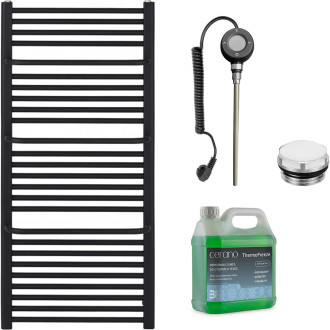 CERANO - Koupelnový elektrický radiátorový set Antonio - WIFI - 600W - černá matná - 1180x550 mm