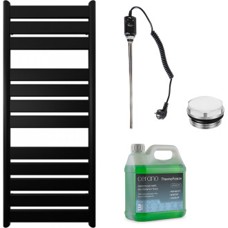 CERANO - Koupelnový elektrický radiátorový set Arturo - 600W - černá matná - 1200x500 mm