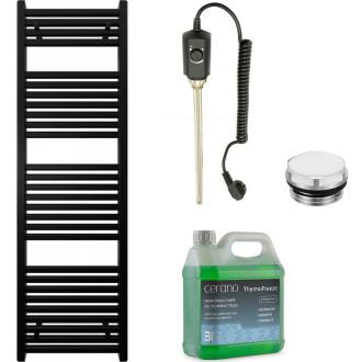 CERANO - Koupelnový elektrický radiátorový set Donovan - 300W - černá matná - 1600x500 mm