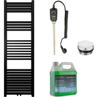 CERANO - Koupelnový elektrický radiátorový set Franko - 300W - černá matná - 1600x500 mm