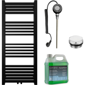 CERANO - Koupelnový elektrický radiátorový set Franko - WIFI - 300W - černá matná - 1200x500 mm