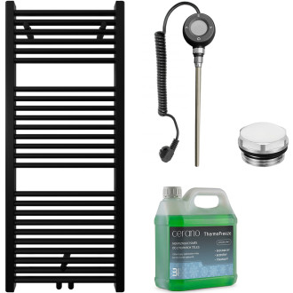 CERANO - Koupelnový elektrický radiátorový set Lincoln - WIFI - 300W - černá matná - 1200x500 mm