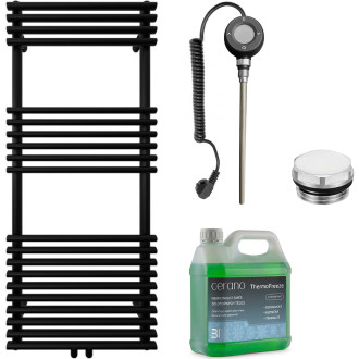 CERANO - Koupelnový elektrický radiátorový set Luigi - WIFI - 600W - černá matná - 1200x500 mm