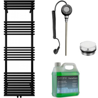 CERANO - Koupelnový elektrický radiátorový set Luigi - WIFI - 600W - černá matná - 1600x500 mm