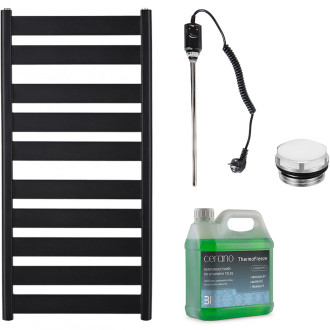 CERANO - Koupelnový elektrický radiátorový set Marco - 600W - černá matná - 1125x550 mm