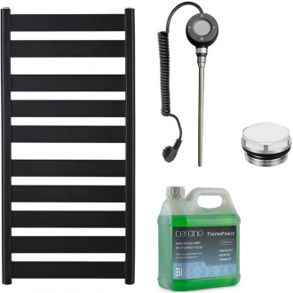 CERANO - Koupelnový elektrický radiátorový set Marco - WIFI - 600W - černá matná - 1125x550 mm