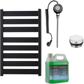 CERANO - Koupelnový elektrický radiátorový set Marco - WIFI - 600W - černá matná - 920x550 mm