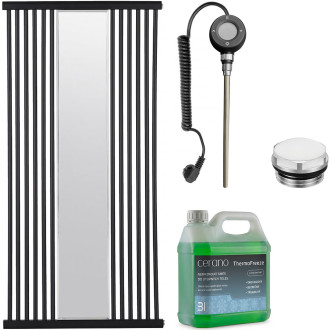 CERANO - Koupelnový elektrický radiátorový set Maximus - WIFI - 600W - černá matná - 1510x740 mm