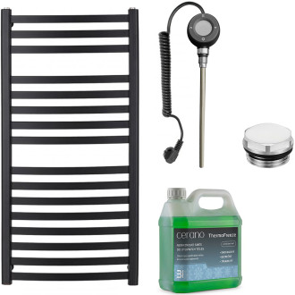 CERANO - Koupelnový elektrický radiátorový set Paolo - WIFI - 600W - černá matná - 1090x550 mm