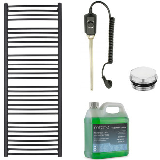 CERANO - Koupelnový elektrický radiátorový set Stefano - 900W - černá matná - 1710x650 mm