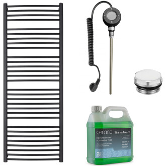 CERANO - Koupelnový elektrický radiátorový set Stefano - WIFI - 900W - černá matná - 1710x650 mm