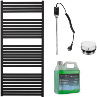 CERANO - Koupelnový elektrický radiátorový set Vincenzo - 600W - černá matná - 1330x600 mm