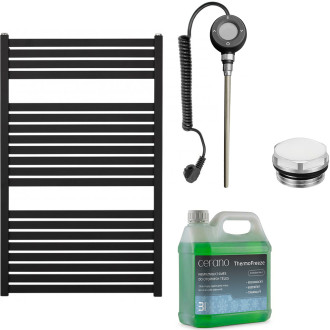 CERANO - Koupelnový elektrický radiátorový set Vincenzo - WIFI - 300W - černá matná - 970x600 mm