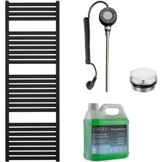 CERANO - Koupelnový elektrický radiátorový set Vincenzo - WIFI - 600W - černá matná - 1330x450 mm