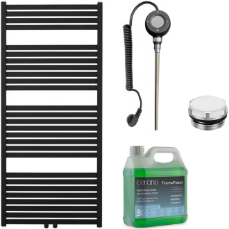 CERANO - Koupelnový elektrický radiátorový set Vincenzo - WIFI - 600W - černá matná - 1340x600 mm