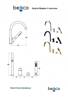 4 - otvorová vanová baterie ILLUSION chrom s příslušenstvím