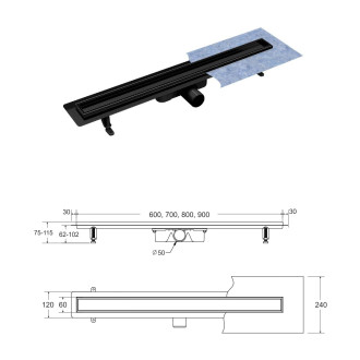 Odtokový žlab VIRGO NERO DUO