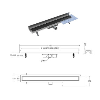 Odtokový žlab VIRGO NEXT BLACK