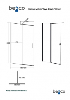 Walk-in sprchový kout VAYO BLACK