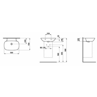 Umyvadlo Laufen Ino 56x45 cm bez přepadu H8103020001121