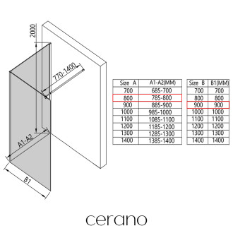 CERANO - Sprchová zástěna Walk-in Onyx Corner Round L/P - 8 mm - kulatá vzpěra - černá matná, mléčné sklo - 80x90x200 cm