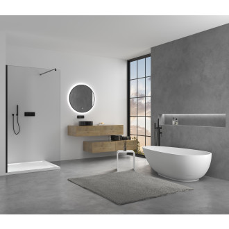 CERANO - Sprchová zástěna Walk-in Onyx Round L/P - 10 mm - kulatá vzpěra - černá matná, transparentní sklo - 160x200 cm