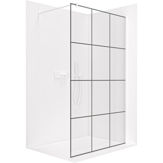 CERANO - Sprchová zástěna Walk-in Onyx Round L/P - 8 mm - kulatá vzpěra  -  bílá matná, industriální sklo - 90x200 cm