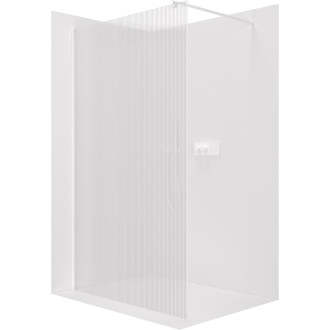 CERANO - Sprchová zástěna Walk-in Onyx Round L/P - 8 mm - kulatá vzpěra - bílá matná, rýhované sklo - 120x200 cm