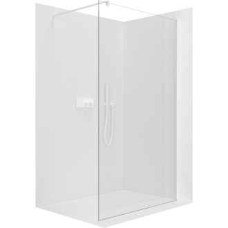 CERANO - Sprchová zástěna Walk-in Onyx Round L/P - 8 mm - kulatá vzpěra - bílá matná, transparentní sklo - 80x200 cm