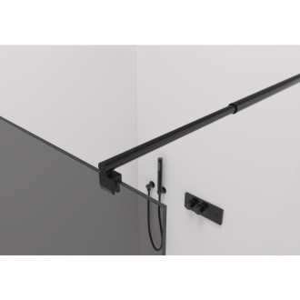 CERANO - Sprchová zástěna Walk-in Onyx Round L/P - 8 mm - kulatá vzpěra - černá matná, grafitové sklo - 110x200 cm