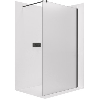 CERANO - Sprchová zástěna Walk-in Onyx Round L/P - 8 mm - kulatá vzpěra - černá matná, mléčné sklo - 30x200 cm