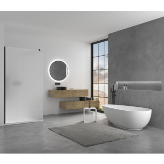 CERANO - Sprchová zástěna Walk-in Onyx Round L/P - 8 mm - kulatá vzpěra - černá matná, mléčné sklo - 40x200 cm