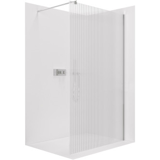 CERANO - Sprchová zástěna Walk-in Onyx Round L/P - 8 mm - kulatá vzpěra - chrom, rýhované sklo - 80x200 cm