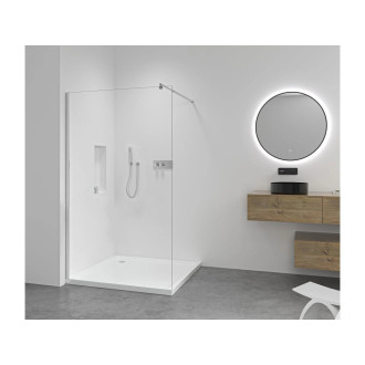 CERANO - Sprchová zástěna Walk-in Onyx Round L/P - 8 mm - kulatá vzpěra - chrom, transparentní sklo - 40x200 cm