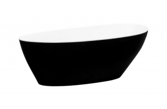 BESCO vana volně stojící GOYA 1600x700 mm, černá / bílá barva, litý mramor VANSAL16BW