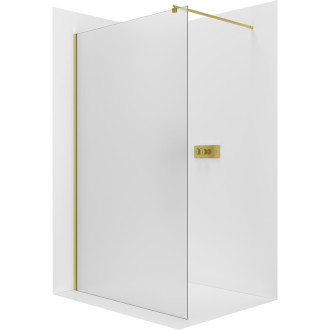 CERANO - Sprchová zástěna Walk-in Onyx Round L/P - 8 mm - kulatá vzpěra - zlatá, mléčné sklo - 70x200 cm