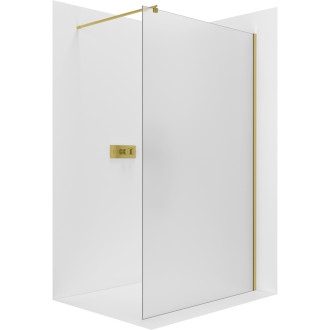 CERANO - Sprchová zástěna Walk-in Onyx Round L/P - 8 mm - kulatá vzpěra - zlatá, mléčné sklo - 90x200 cm