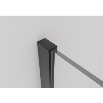 CERANO - Sprchová zástěna Walk-in Onyx Round L/P - 8 mm + polička/držák na ručníky - kulatá vzpěra - černá matná, transparentní sklo - 100x200 cm