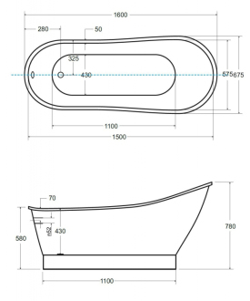 Volně stojící vana GLORIA Glam - stříbrná