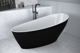 BESCO vana volně stojící KEYA 1650x700 mm, černá / bílá barva, litý mramor VANSAP16BW