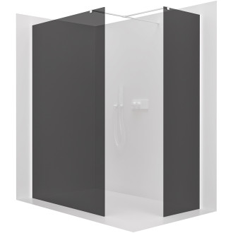 CERANO - Sprchová zástěna Walk-in Onyx T L/P - 8 mm - hranatá vzpěra - bílá matná, grafitové sklo - 90x50x200 cm