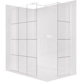 CERANO - Sprchová zástěna Walk-in Onyx T L/P - 8 mm - hranatá vzpěra - bílá matná, industriální sklo - 120x100x200 cm
