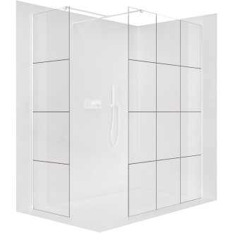 CERANO - Sprchová zástěna Walk-in Onyx T L/P - 8 mm - hranatá vzpěra - bílá matná, industriální sklo - 130x90x200 cm