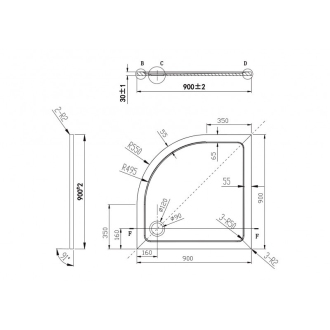 Set VIVEIRO NEW s vaničkou z litého mramoru - Včetně vaničky, 195 cm, 90 cm × 90 cm, Univerzální, Hliník chrom, Čiré bezpečnostní sklo - 6 mm