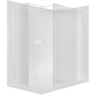 CERANO - Sprchová zástěna Walk-in Onyx T L/P - 8 mm - hranatá vzpěra - bílá matná, rýhované sklo - 100x80x200 cm