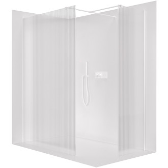 CERANO - Sprchová zástěna Walk-in Onyx T L/P - 8 mm - hranatá vzpěra - bílá matná, rýhované sklo - 160x100x200 cm